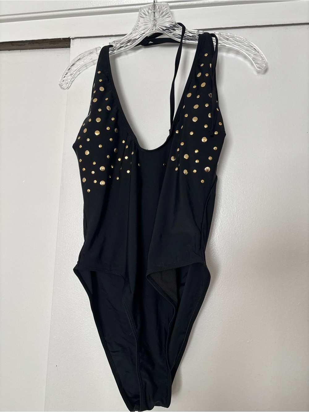 SHEIN Black One-Piece Swimsuit with Gold Studs - Women’s